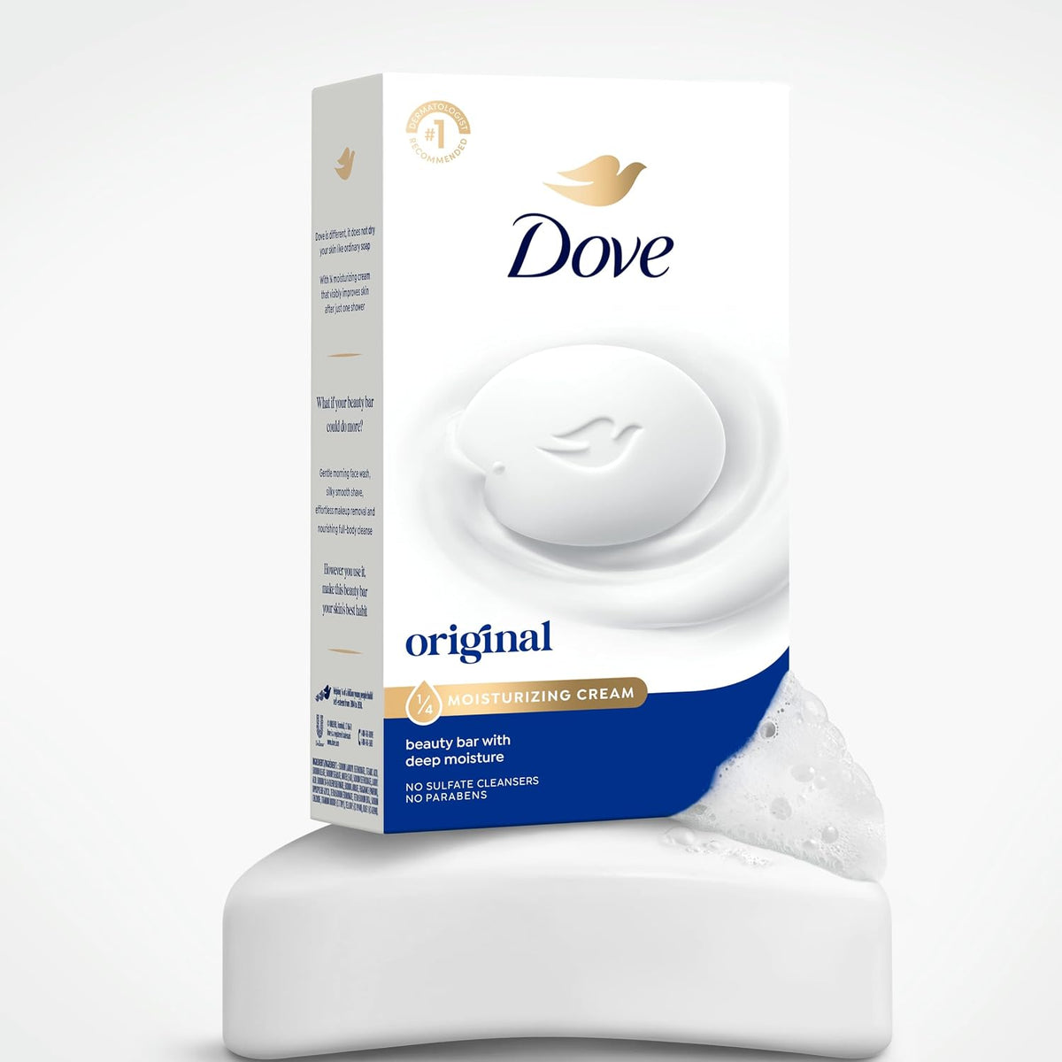 Dove Beauty Bar Soap Original 8 Count for Soft, Smooth Skin, with 1/4 Moisturizing Cream 3.75 Oz | Moisturizing Beauty Bar with ¼ Moisturizing Cream for Soft, Smooth Skin on Face, Body and Hands