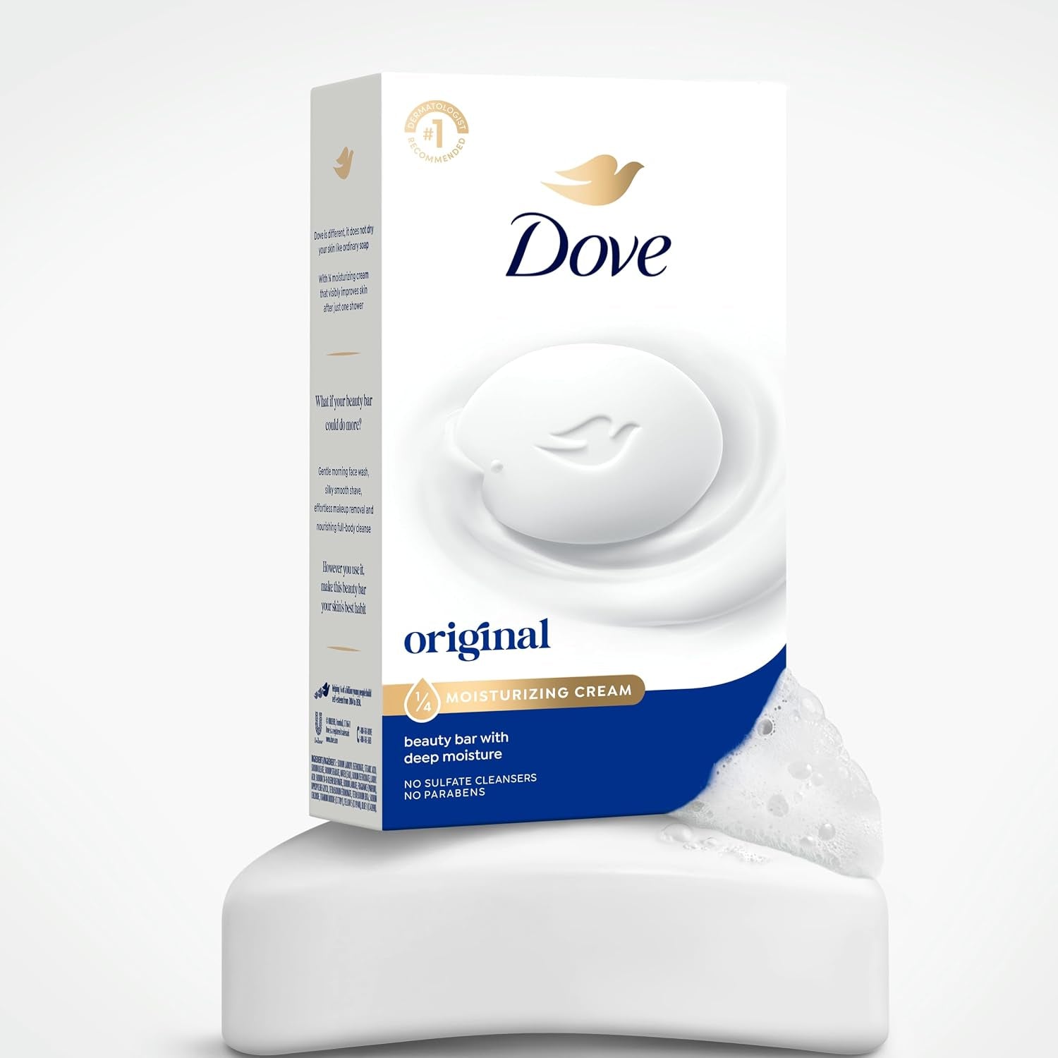 Dove Beauty Bar Soap Original 8 Count for Soft, Smooth Skin, with 1/4 Moisturizing Cream 3.75 Oz | Moisturizing Beauty Bar with ¼ Moisturizing Cream for Soft, Smooth Skin on Face, Body and Hands
