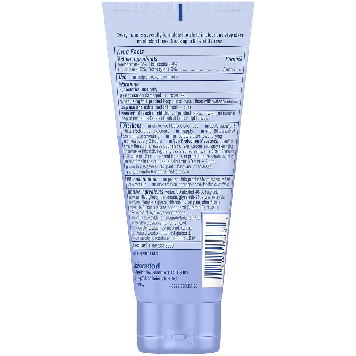 Every Tone Sunscreen Lotion SPF 50, Lightweight, Rubs on Clear Sunscreen for All Skin Tones, Formulated with Nourishing Vitamin E, 7 Fl Oz Tube