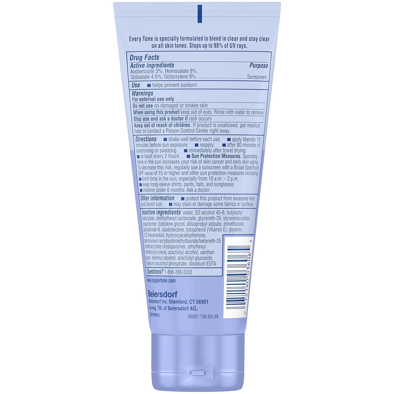 Every Tone Sunscreen Lotion SPF 50, Lightweight, Rubs on Clear Sunscreen for All Skin Tones, Formulated with Nourishing Vitamin E, 7 Fl Oz Tube