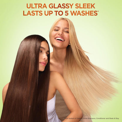 Garnier Fructis Sleek & Shine Shampoo and Conditioner Set for Dry, Frizzy Hair, up to 72 Hours of Frizz Control, Smooths Flyaways & Boosts Shine, 22 + 21 Fl Oz (Packaging May Vary)