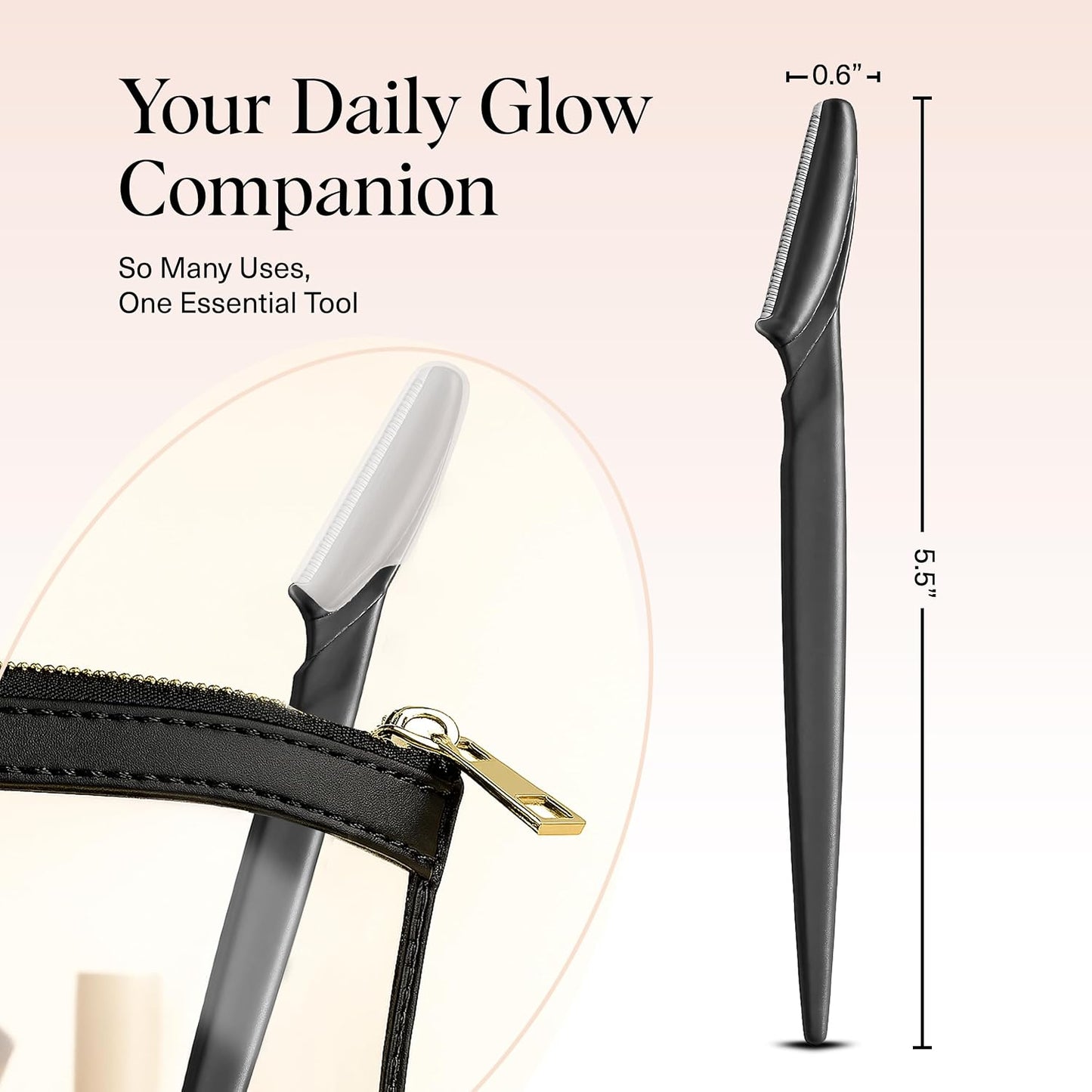 Kitsch Dermaplane Razor for Women Face – Black, 6 Pcs | Face Razors for Women & Men, Eyebrow Razor & Face Shaver – Exfoliating Facial Razor & Dermaplaner as Tool for Smoother Skin