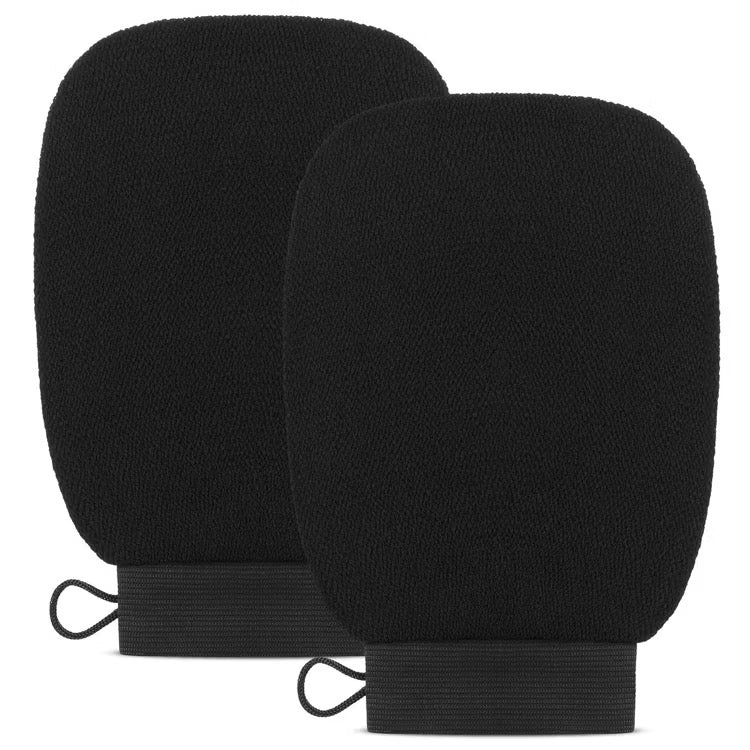 Original Premium Exfoliating Mitt for Body 2Pc, Body Scrubber Shower & Bath | Traditional Body Scrub Glove, Kessa Korean Washcloth for Self-Tan Removal & Keratosis Pilaris, Body Exfoliator - 100% Vegan